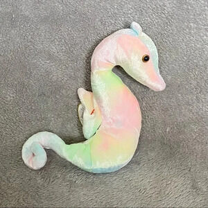 Ty Beanie Babies Baby 7” Neon Seahorse Bean Plush Stuffed Animal Toy.